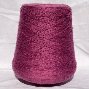fuchsia purple pink wool / poly blend yarn cone